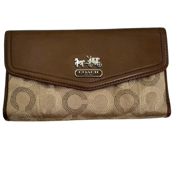 Coach Madison Dotted Op Art Wallet Checkbook Wallet Trifold - Picture 1 of 10